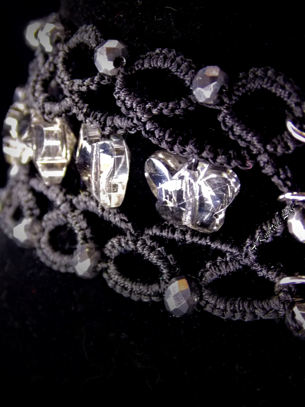 Crystal Butterflies black tatted choker with Silver Night crystal butterflies Forged-by-silence butterfly choker