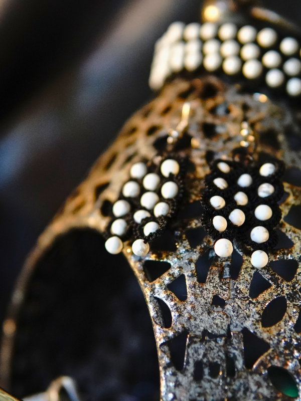 Oathforged shadow-themed earrings Oathforged line - black and white howlite bead earrings