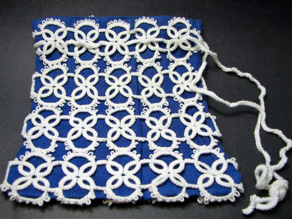 "Cottage Window Purse" Tatted Linen Bag