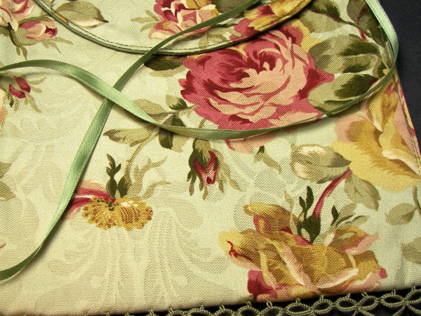 "Whispers of the Verdant Parlor" Tatting Trimmed Bag