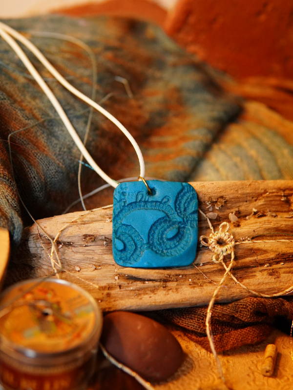 Seafoam clay square pendant