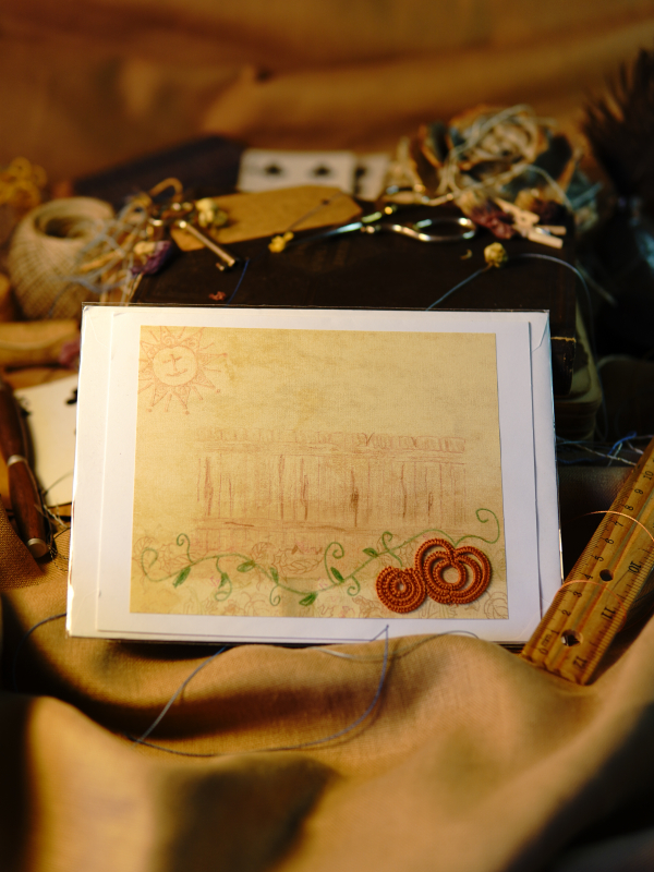 Pumpkin Lace Notecard Handmade pumpkin motif card with lace