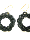 Black Circles Needle Tatted Earrings