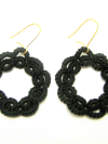 Black Circles Needle Tatted Earrings