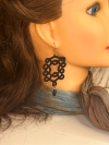 Black tatted lace earrings with bead drops