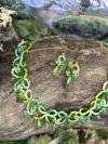 Forest-inspired tatted necklace with matching earrings