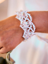 Close-up of Crystalfathom’s crystal-detailed tatting
