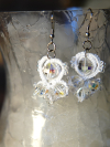 White tatted earrings with vintage Swarovski crystals