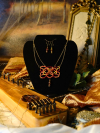 Lace motif necklace with copper-toned crystals