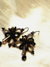 Dark lace earrings with iridescent beads