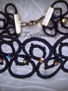 Black tatted lace choker with iridescent crystal beads