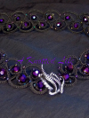 Violet crystals set in black lace.
