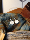 White pearlescent clay lace earrings