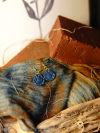 Small blue shimmer clay earrings