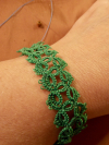 Model wearing Verdant Tatted Lace Bracelet