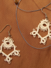 White tatteed lace earrings with vintage looped pattern