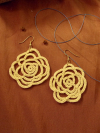Sub Rosa Tatted Lace Earrings in Yellow Thread