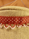 Red Ribbon Reverie Tatted Lace & Ribbon Necklace Grosgrain ribbon texture shown alongside lace detail.