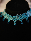Glacialis Drift - Tatted Lace Choker with Crystal Drops Icy blue tatted choker with crystal drops and silver clasp.