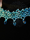 Glacialis Drift Necklace - Sea-Inspired Winter Lace Jewelry Glacialis Drift choker with icy thread and faceted beads.