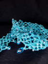 Hand-Tatted Ocean Necklace - Glacialis Drift Choker Fierce ocean lace necklace with silver-tone and aqua hues.