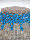 Glacialis Drift - Icy Sea Lace Choker with Winter Crystals Detailed view of crystal drops on frost-toned tatted lace.
