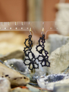 Close-up of intricate lace earrings named Twilight Tangle.