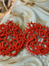Round tatted earrings from the Wanderthread Line.