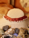 Ribbon Reverie Red Tatted Lace & Ribbon Necklace Red polka-dot ribbon choker styled on bohemian backdrop.