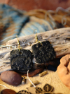 Black shimmer clay lace earrings