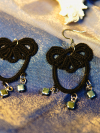 "Midnight Tide" Tatted Earrings - Close View of Lace and Beads Hand-tatted lace earrings inspired by moonlit tides.