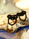 "Midnight Tide" Tatted Earrings - Starlit Surface Texture Ocean's Thread earrings with iridescent cube beads.