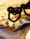 "Midnight Tide" Tatted Earrings - Hanging Earring Pair Black lace earrings reflecting sea depth and calm.