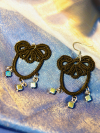 "Midnight Tide" Tatted Earrings - Moonlight and Shadow Handmade sea-inspired lace earrings in black cotton.