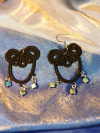 "Midnight Tide" Tatted Earrings - Wave-Curved Lacework Ocean jewelry with starlit beads and wave-curve lace.