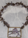 Deep Line Drift Ssailfish Necklace Full View Claw clasp on brown tatted sailfish necklace