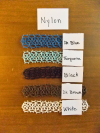 All nylon colors available pictured on wood