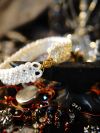 Close-up of pearl chainmail lace bracelet