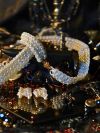 Bridal chainmail bracelet and choker with gold rose clasp