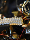 Close-up of pearl chainmail choker