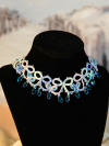 Lace necklace with shimmering aurora borealis seed beads