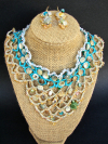 Sandy Treasures Handmade Ocean Tatted Earrings and Necklace Set Sandy Treasures tatted lace necklace and earrings with shells, pearls, glass.