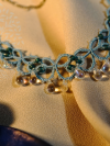 Seafoam Tatted Necklace - Water Inspired Design Ocean-inspired jewelry featuring glass teardrops and sea-blue lace.
