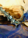 Ocean jewelry set with seashell beads, aqua w/silver lace, and tidal shimmer.
