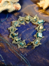 Seaside Serenity Bracelet Detail - Aqua and Silver Ocean Beads Ocean-inspired tatted lace bracelet w/ seashell and aurora borealis seed beads.