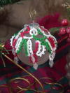 Festive tatted ornament with dangling crystal beads