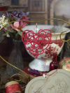 Lace heart ornament displayed for Valentine gifting