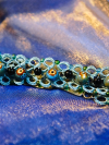 Sea-blue tatted choker with black glass and sea-glass beads.