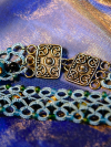 "Tidebound Sentinel" - Ocean's Thread Collection Tatted lace choker necklace with sea-blue thread and Celtic clasp.
