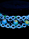 "Tidebound Sentinel" by A Knotted Life Jewelry Ocean-inspired tatted lace choker with glass and ceramic beads, Celtic clasp.